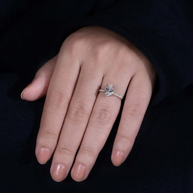 Oval Cut Hidden Halo Engagement Ring