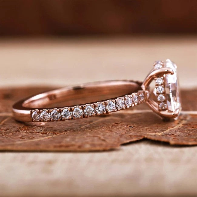 Oval Cut Hidden Halo Engagement Ring