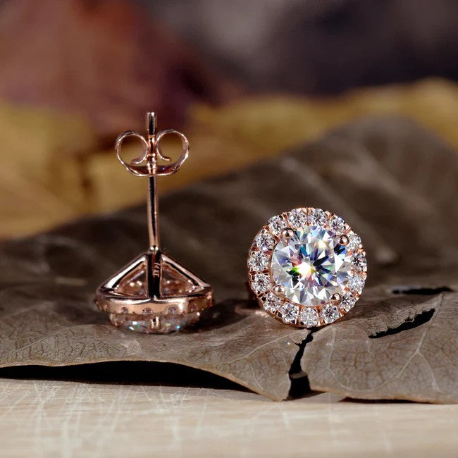 1ct Total Lab-Grown Diamond Halo Stud Earrings