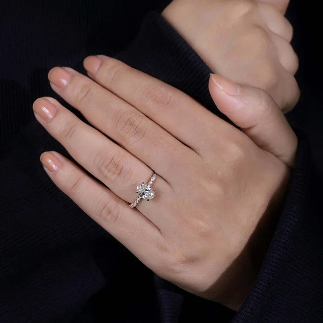 Oval Cut Hidden Halo Engagement Ring