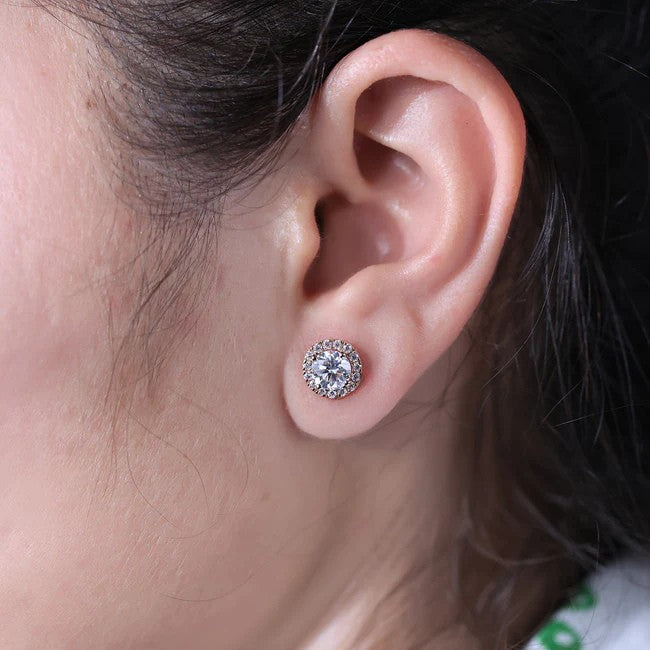 1ct Total Lab-Grown Diamond Halo Stud Earrings