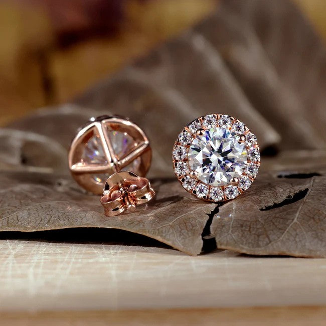 1ct Total Lab-Grown Diamond Halo Stud Earrings