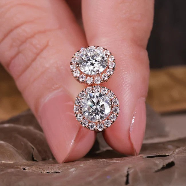 1ct Total Lab-Grown Diamond Halo Stud Earrings