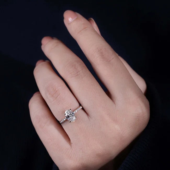 Oval Cut Hidden Halo Engagement Ring