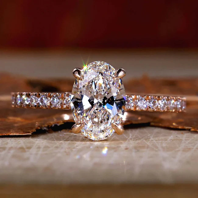 Oval Cut Hidden Halo Engagement Ring