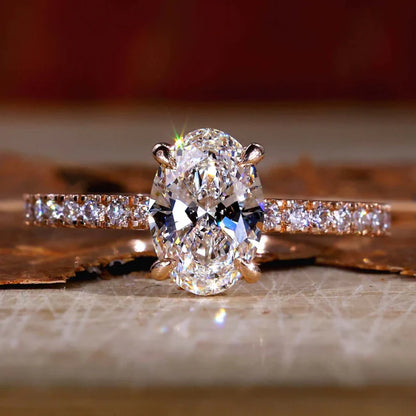 Oval Cut Hidden Halo Engagement Ring