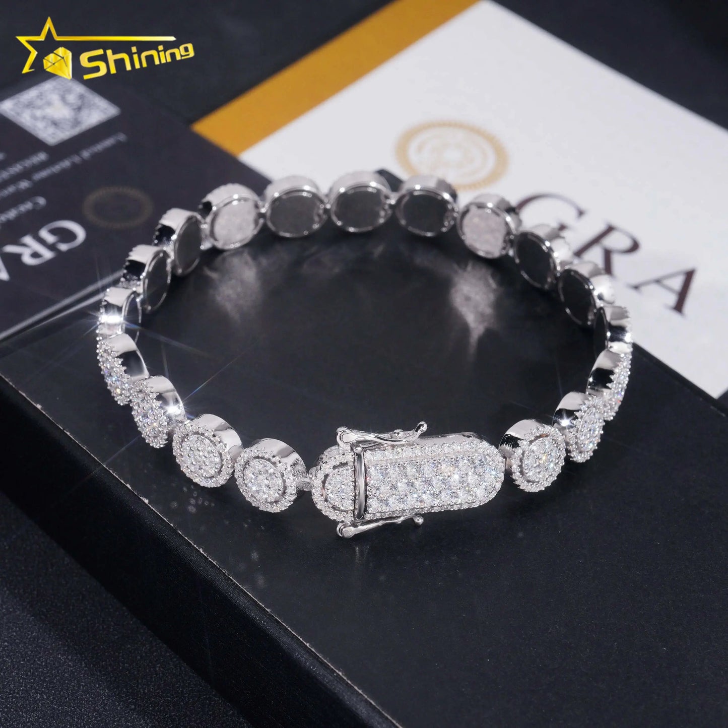 925 Sterling Silver Moissanite Circle Tennis Bracelet