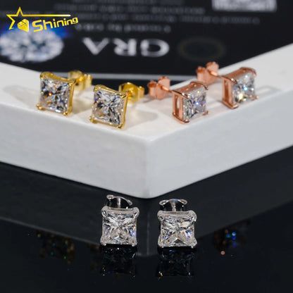 925 Sterling Silver Princess Cut Earrings