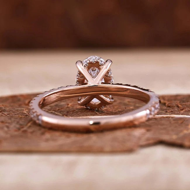 Oval Cut Hidden Halo Engagement Ring