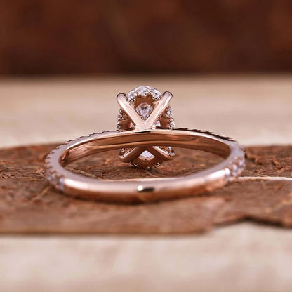 Oval Cut Hidden Halo Engagement Ring